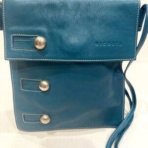 Vicosta Teal leather cross body messenger bag